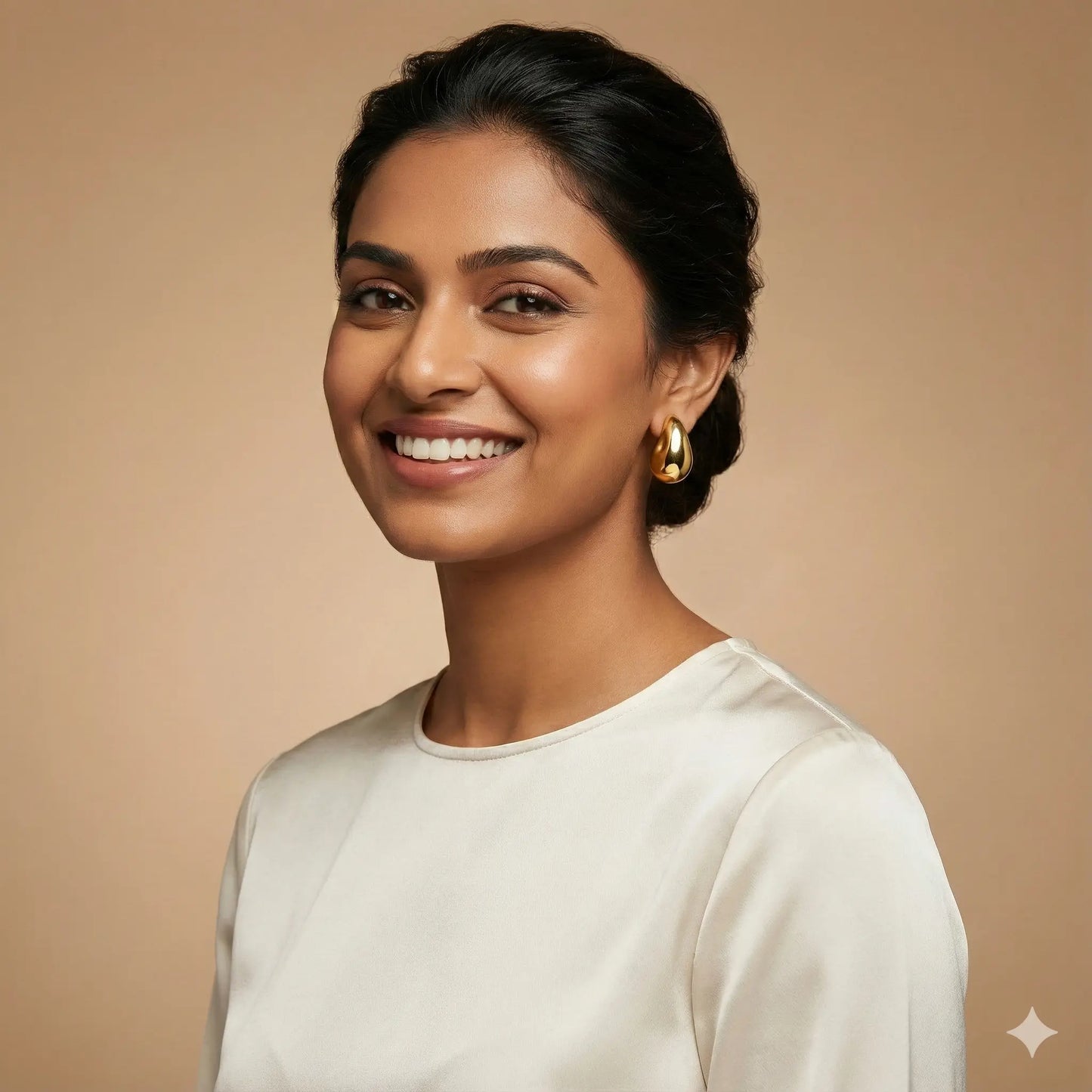 Molten Gold Drop Earrings in High-Gloss Sculpted Finish Vavya