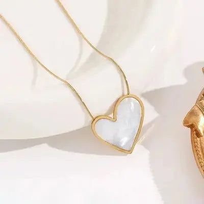 Elegant Heart-Themed Mother of Pearl Pendant | Gold-Plated, Anti-Tarnish Vavya