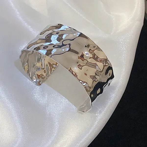 Trendy Silver-Plated Open Cuff Bangle Bracelet for Everyday Wear Vavya