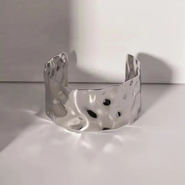 Trendy Silver-Plated Open Cuff Bangle Bracelet for Everyday Wear Vavya