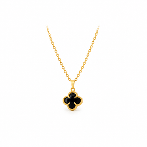 Classic Black Clover Enamel Gold Pendant Vavya