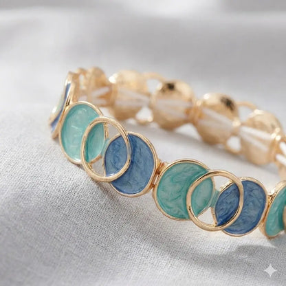 Coastal Waves Enamel Strechable Braclet For Women Vavya
