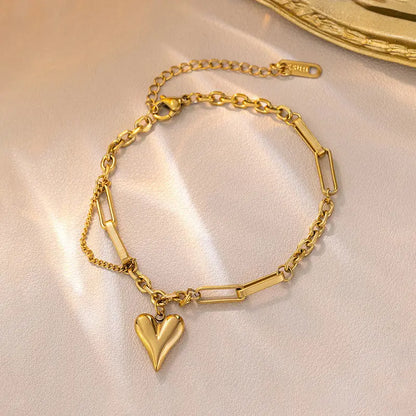 Elegant Gold-Plated Heart-Themed Bracelet | Anti-Tarnish Design Vavya