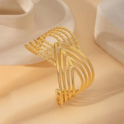 Gold-Plated Anti-Tarnish Stainless Steel Contemporary Cuff Bracelet Vavya