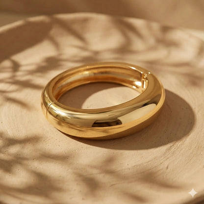 Dual Gold Twisted Croissant  Anti Tranish Hinged Cuff Bracelet For Women Vavya