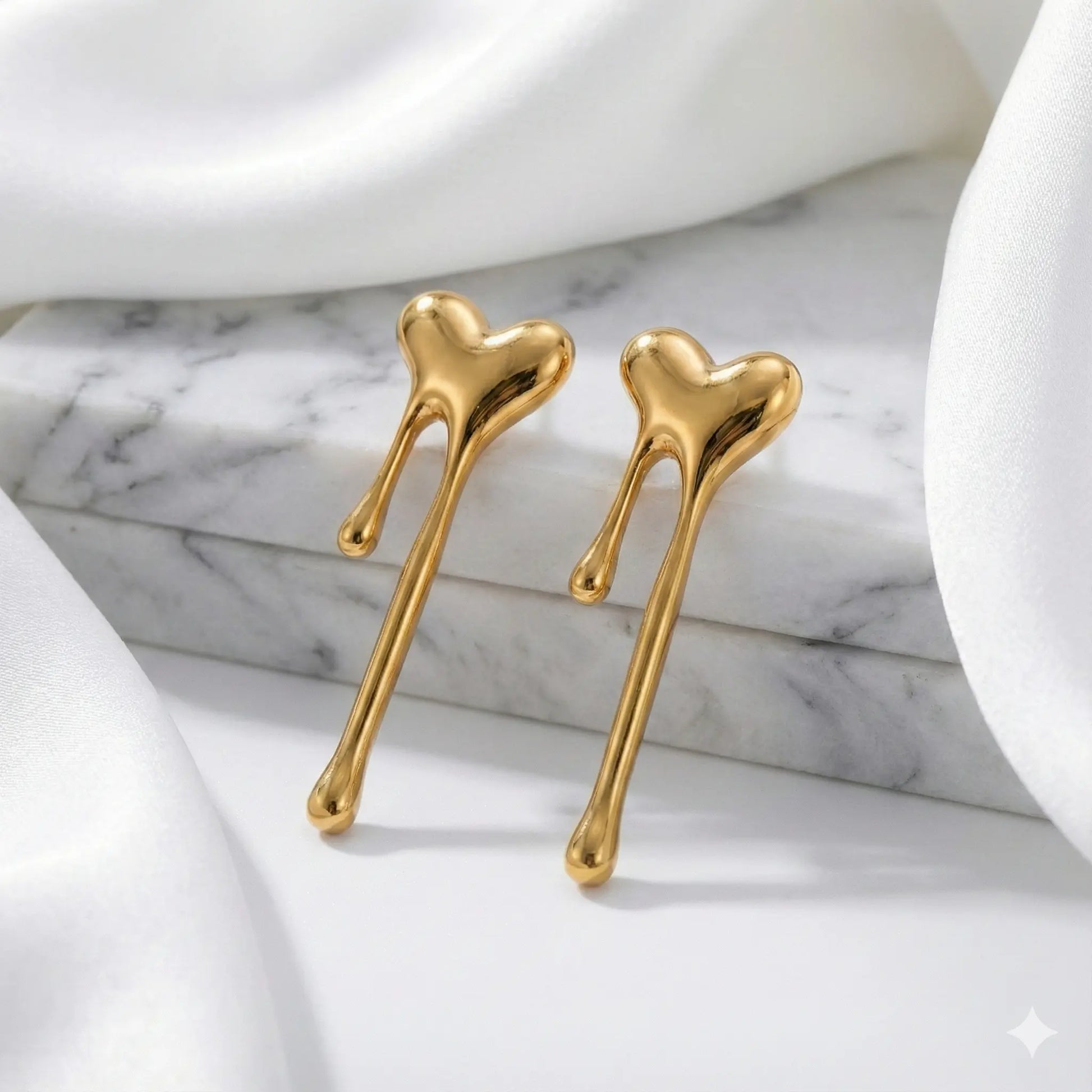 Lava Love Heart Earrings with Molten Metallic Finish Vavya