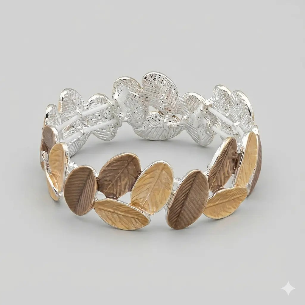 Rustic Petal Silver Strechable Braclet For Women Vavya