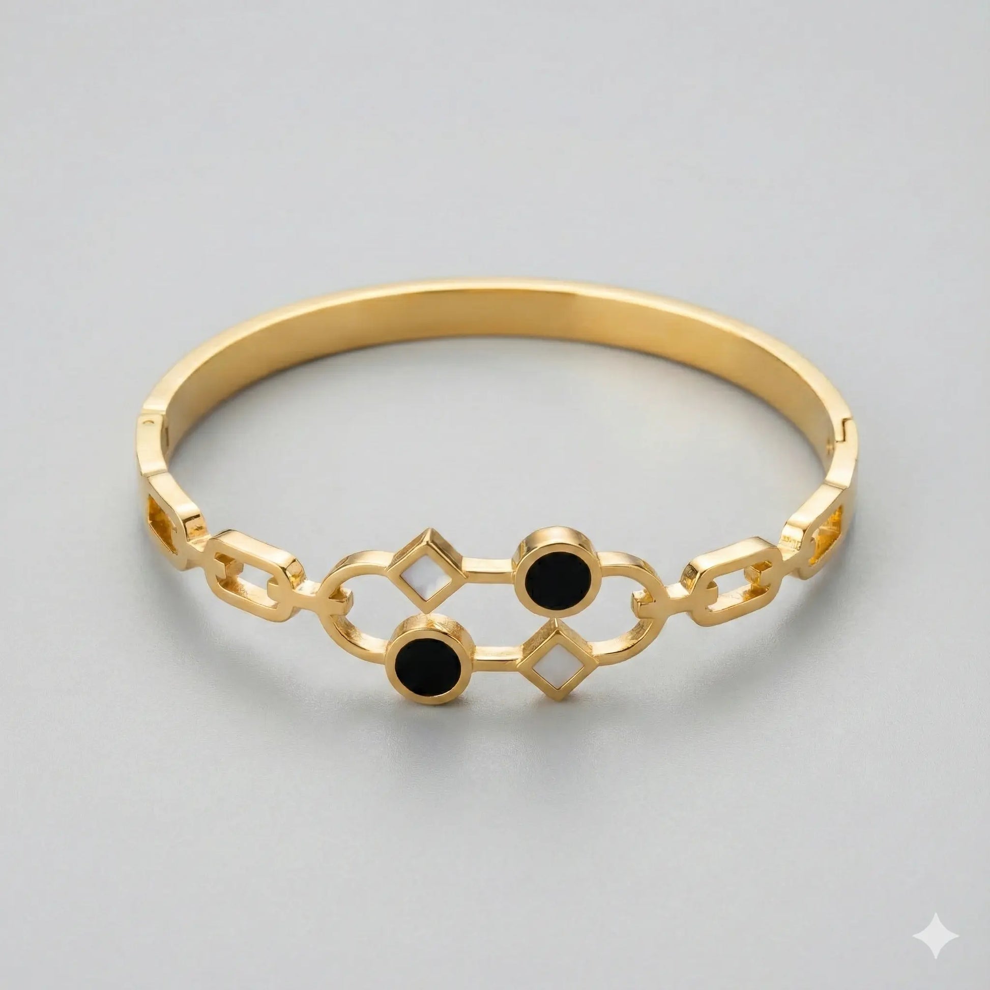 Black Enamel Linked Cuff Trending Braclet For Women Vavya