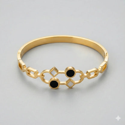 Black Enamel Linked Cuff Trending Braclet For Women Vavya