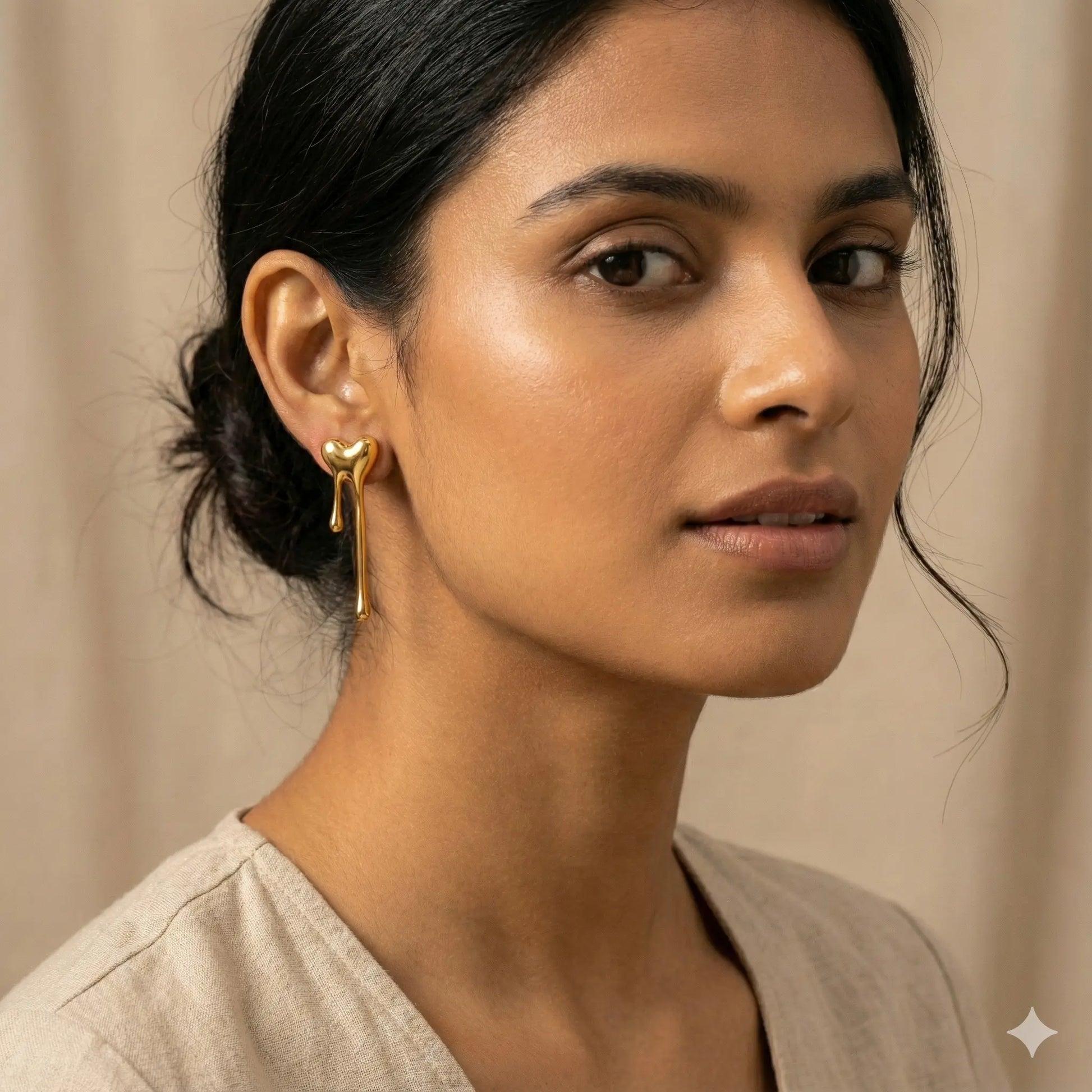 Lava Love Heart Earrings with Molten Metallic Finish Vavya