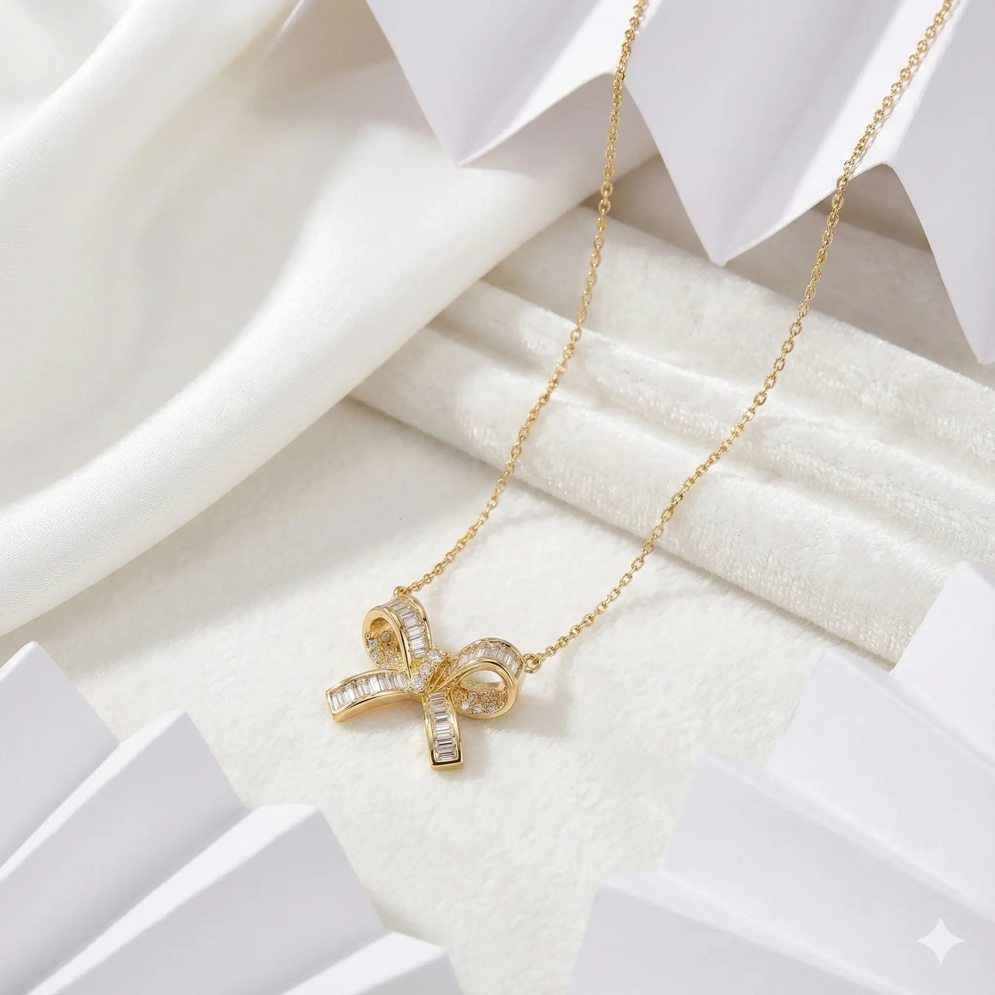 Glamour Bow Necklace Adorned with Glittering Stones Vavya