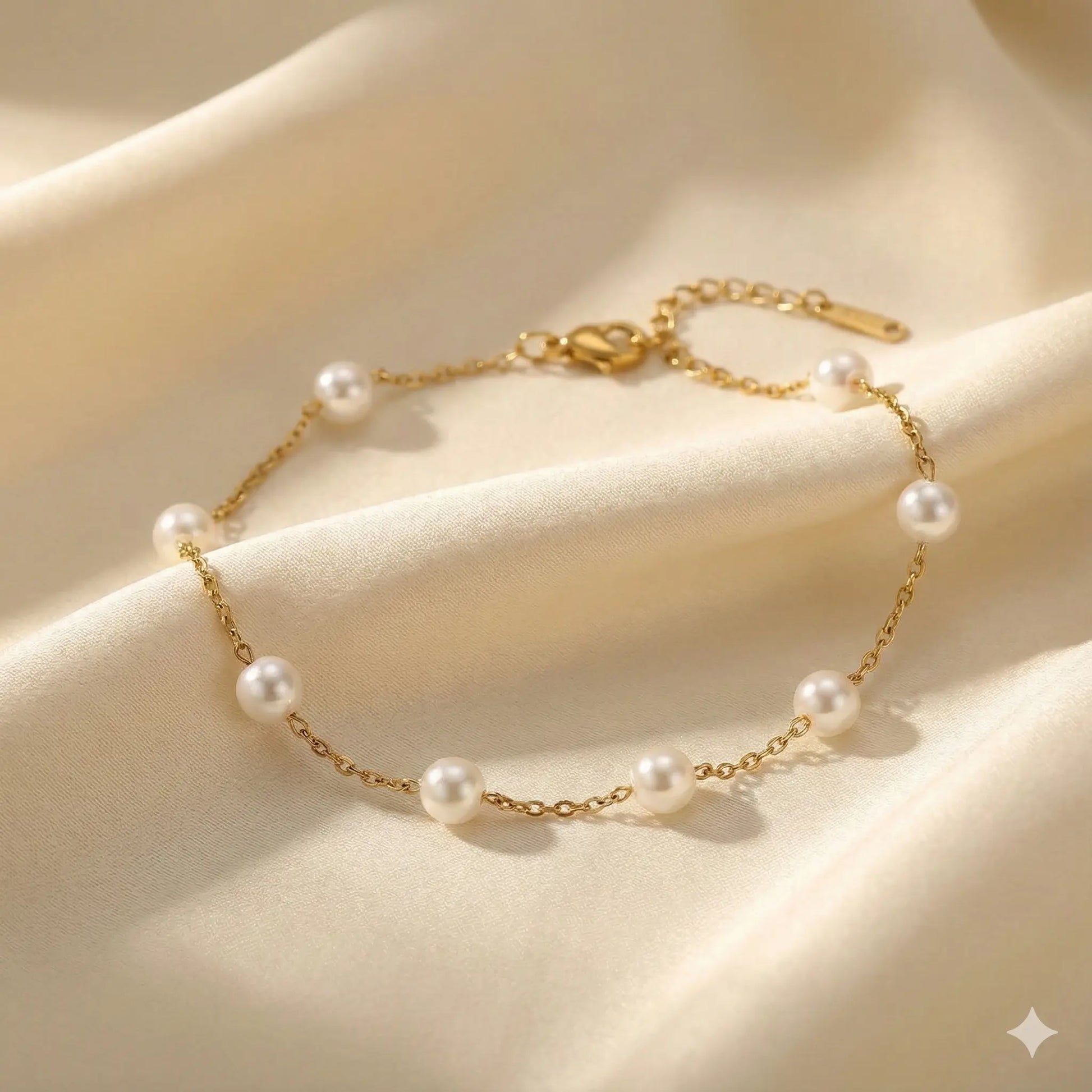 Pearl Anklet with Floating Pearls on a Golden Chain For Women Vavya