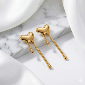 Lava Love Heart Earrings with Molten Metallic Finish