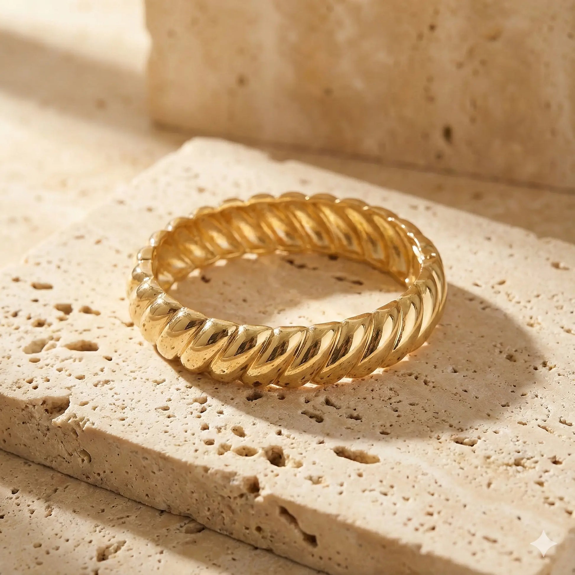 Chunky Gold Twisted Croissant Hinged Cuff Bracelet For Women Vavya