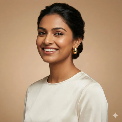 Molten Gold Drop Earrings in High-Gloss Sculpted Finish Vavya