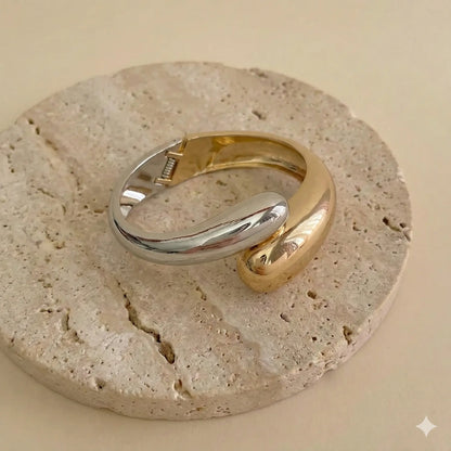 Premium Chunky Dual-Tone Anti-Tarnish Open Bracelet for Women Vavya