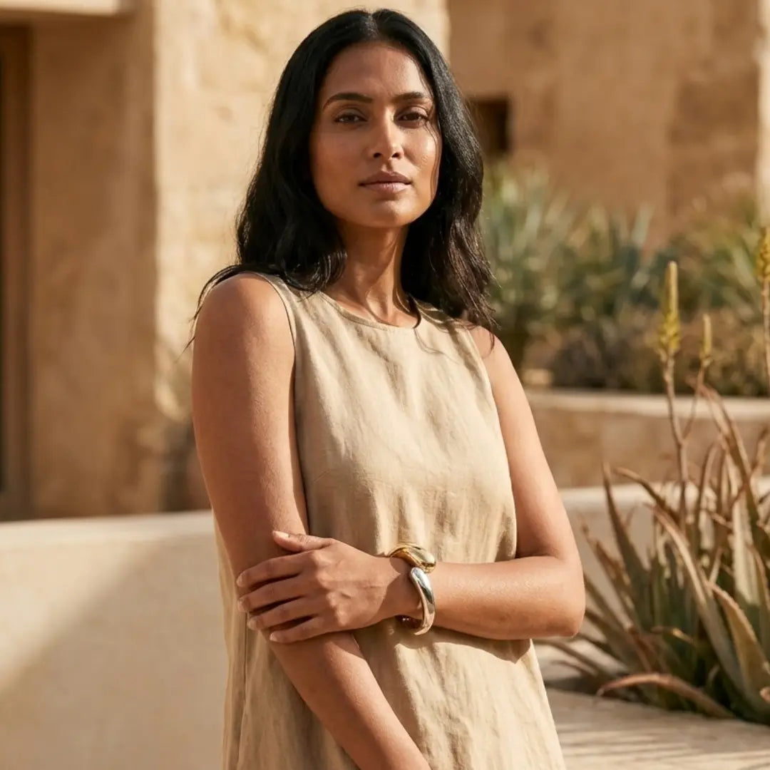 Premium Chunky Dual-Tone Anti-Tarnish Open Bracelet for Women Vavya