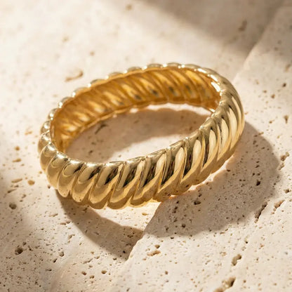 Chunky Gold Twisted Croissant Hinged Cuff Bracelet For Women Vavya