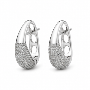 Celeste Silver Hoop Earrings With Shimmering Crystal Pavé Details Vavya