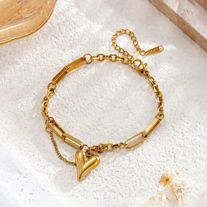 Elegant Gold-Plated Heart-Themed Bracelet | Anti-Tarnish Design Vavya