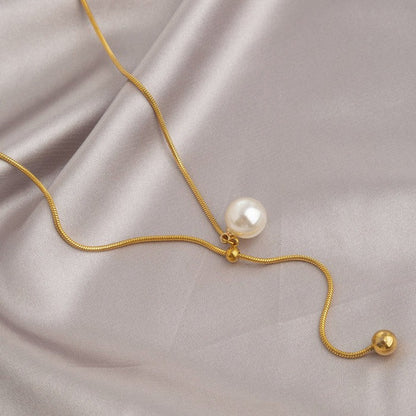 Minimalist Pearl-Studded Pendant for Women | Gold-Plated Stainless Steel
