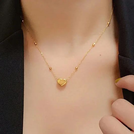 Minimalist Gold Heart Pendant | Anti-Tarnish Plated Finish Vavya