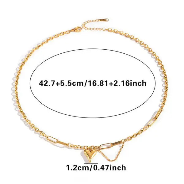 Gold Plated Anti-Tarnish Heart-Themed Rope Chain Necklace for Women Vavya
