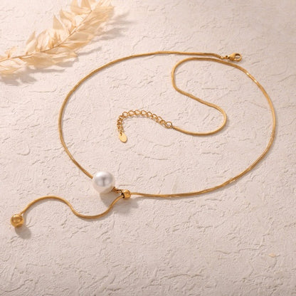Minimalist Pearl-Studded Pendant for Women | Gold-Plated Stainless Steel