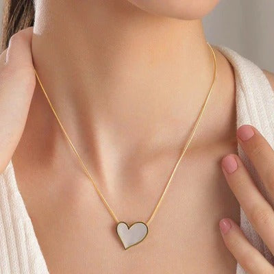 Elegant Heart-Themed Mother of Pearl Pendant | Gold-Plated, Anti-Tarnish