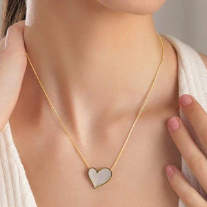 Elegant Heart-Themed Mother of Pearl Pendant | Gold-Plated, Anti-Tarnish