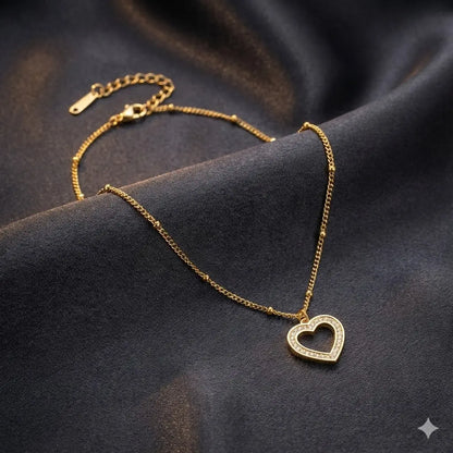 Golden Love Glow Anklet with Dazzling Heart Pendant Vavya