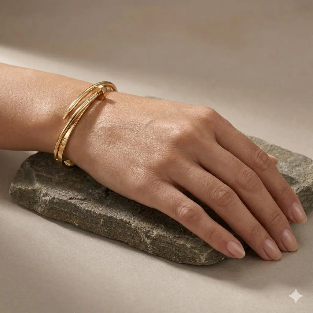 Stacked Nail Head Designer Anti Tranish  Bracelet For Women Vavya